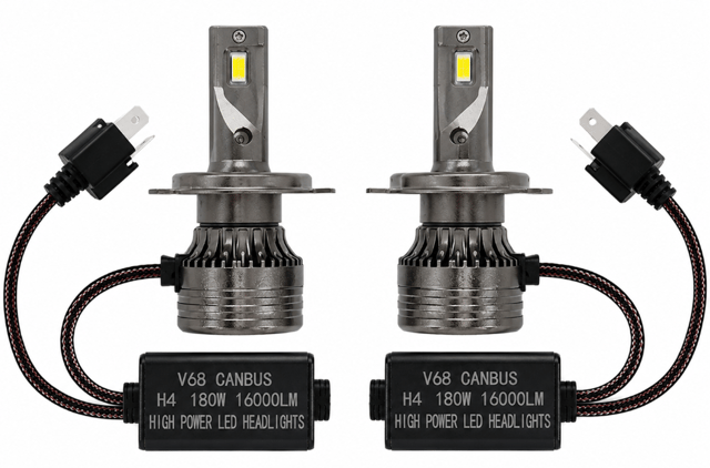 Set 2 Becuri LED H4 V68 180W 16000LM Canbus 6000K 12V Alb Rece